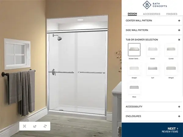 Bath Concepts bathroom builder preview